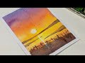 Paint a Serene Sunset Landscape in Watercolour | Real-Time Tutorial for Beginners | Watercolor Tips