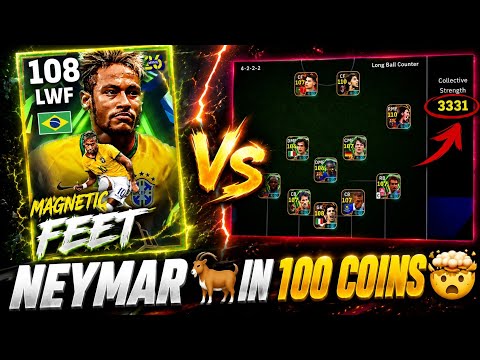 Magnetic Feet Neymar in 100 coins 🤯 Gameplay vs 3331 team strength 🔥 worth pack? #efootball 