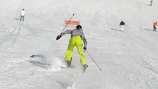 Out of control skier faceplants 50m
