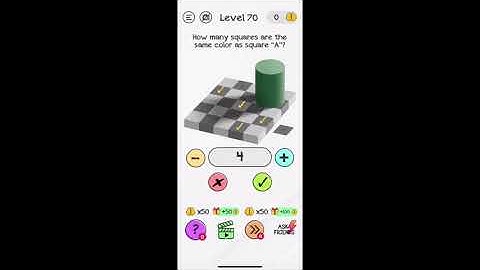 Braindom Level 70 How many squares are there same color as square "A" square Answers and Solutions