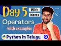Day 5  operators  python course in telugu  vamsi bhavani
