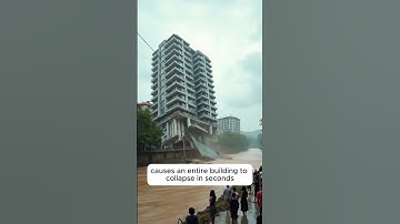 Massive Riverside Building Collapses into Flooded River #shorts #shortsviral #flood #disaster