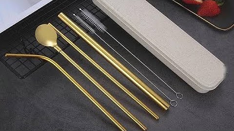 Green Straw - Combo ống hút kèm muỗng đũa nĩa 5 món kèm túi vải ( giao ngẫu nhiên) - S02