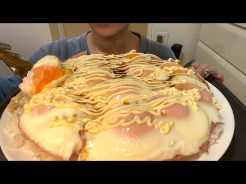 【ASMR，咀嚼音】Bacon and Egg Rice Bowl！ベーコン目玉焼き丼！