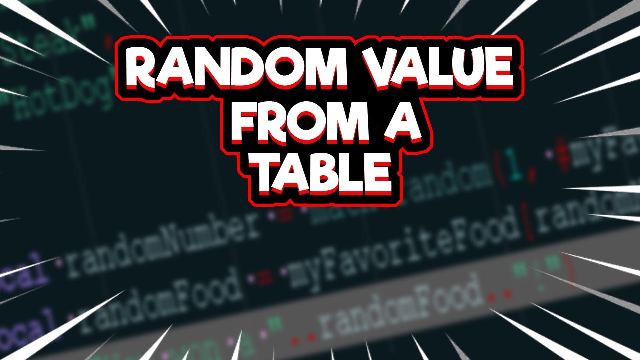 Roblox Studio How To Get A Random Object Value From A Table Youtube - how to pick a random variable from a table roblox
