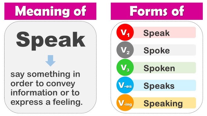 Speak Past And Past Participle Form V1 V2 V3 V4 V5 Form of Speak