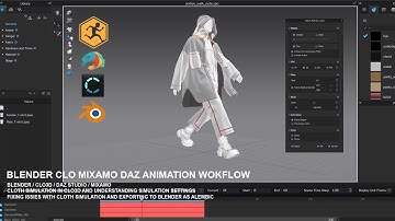 Clo3D Blender Mixamo Animation Alembic Cloth Simulation Clo Settings and Materials Walk Cycle
