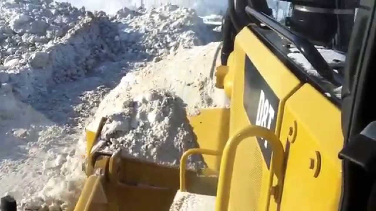 Inside a D8T Pushing Snow