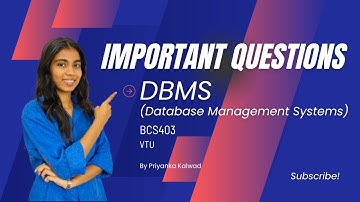 DBMS (Database Management Systems) Important Questions VTU, BCS403 4th Sem #vtu #2022scheme #dbms