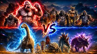 Mutant Primates vs Herbivore Dinosaur #animalrevoltbattlesimulator #dinosaur #brontosaurus #gorilla