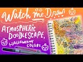 Watch Me Draw an Atmospheric Doodlescape in Halloweeny Colors - Kathy Weller Art