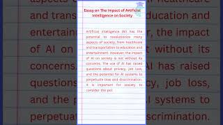 Essay on The Impact of Artificial Intelligence on Society