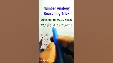 Reasoning Classes | Number Analogy Reasoning Trick| SSC CGL Reasoning Questions  in Hindi | #shorts