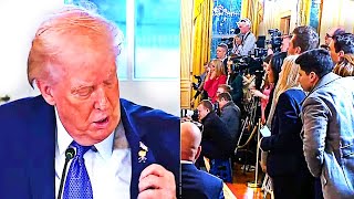 Reporters Laugh at Trump Wearing Cartoonish ‘Happy Trump’ Swag Pin at White House Event