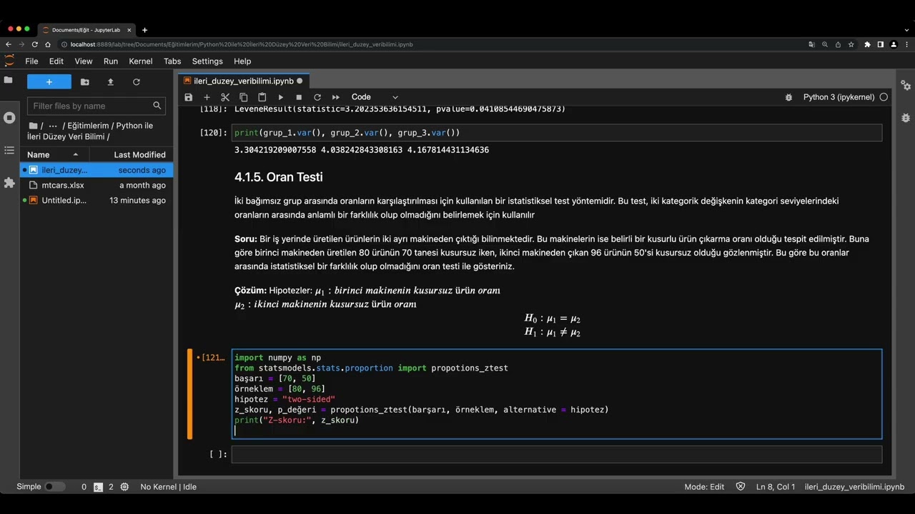 PYTHON İLE VERİ BİLİMİ 11 – ORAN TESTİ (RATIO TEST) | İstatistiksel Analiz ve Python Uygulaması
