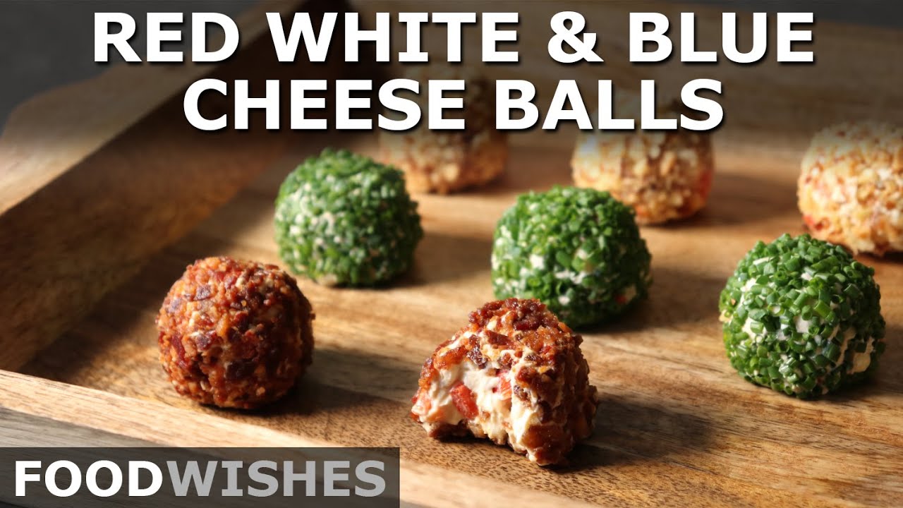 Red White & Blue Cheese Balls - Pepper, Corn, & Blue Cheese Poppers - Food Wishes