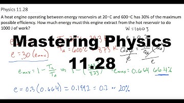 Mastering Physics Solution, "A heat engine operating between energy reservoirs at 20∘C and 600∘C has