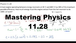 Mastering Physics Solution, "A heat engine operating between energy reservoirs at 20∘C and 600∘C has