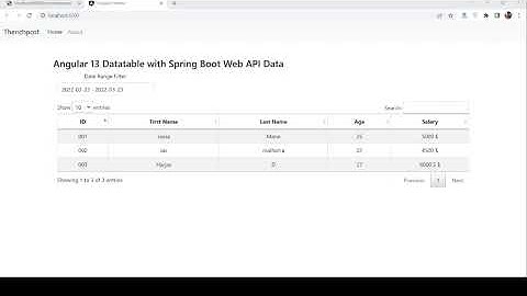 Angular 13 Datatable with Spring Boot Web API Data
