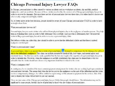 Chicago Personal Injury Lawyer FAQs - YouTube