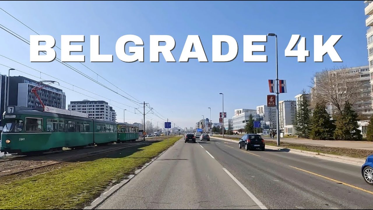 Driving in Belgrade, Serbia - airport to Novi Beograd | 4K UHD