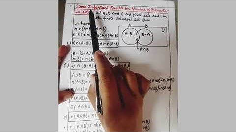 class 11 Sets *Some important results on numbers of elements in sets
