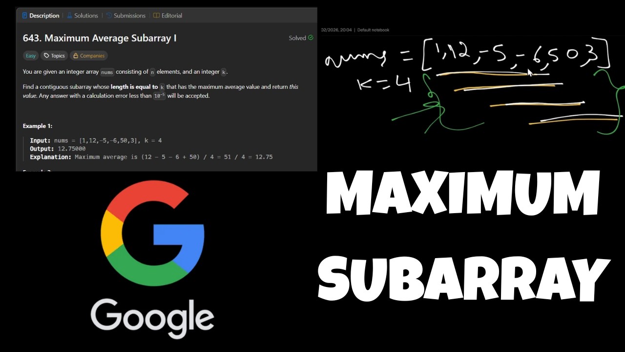 LeetCode 643 - Maximum Average Subarray | From Brute Force to Sliding ...