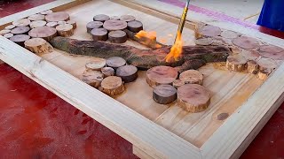 Wood Recycling Ideas From Discarded Tree Branches // How To Turn Outdoor Desk Into a Beautiful Mural