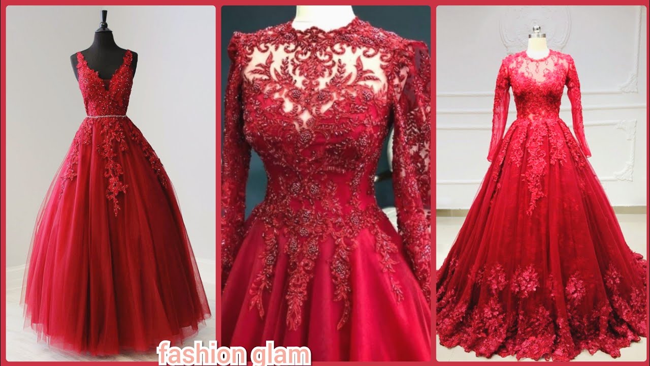 Red Vine Prom Gowns/Floor Length Evening Maxi Dress/Beads Embroidered
