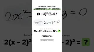 Exact answers when a ≠ 1: 2x² − 8x 3 = 0 | IGCSE 0580 · Road to A* #29 #maths Exact answers when a ≠ 1: 2x² − 8x 3 = 0 | IGCSE 0580 · Road to A* #29 #maths