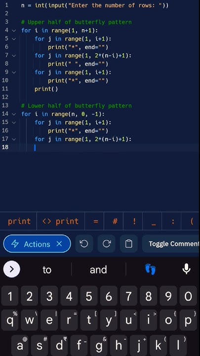 Butterfly 🦋 Pattern in Python || #programming #cpython #python - YouTube