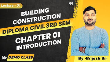 Building Construction | L-1 | Chapter 01 Introduction | Diploma Civil 3rd Semester by Brijesh Sir
