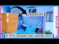 I MADE MY OWN DIY TUFTED HEADBOARD WITH CARDBOARD BOXES!! | MsTopacJay