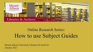 How to use subject guides