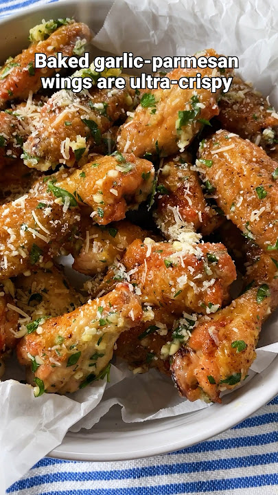 These baked garlic-Parmesan wings are the punchiest, most flavorful chicken wings! #chickenwings