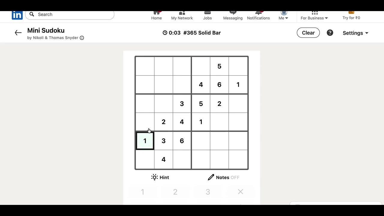 LinkedIn Mini-Sudoku Answer Today | 11 August 2026 - Puzzle #365