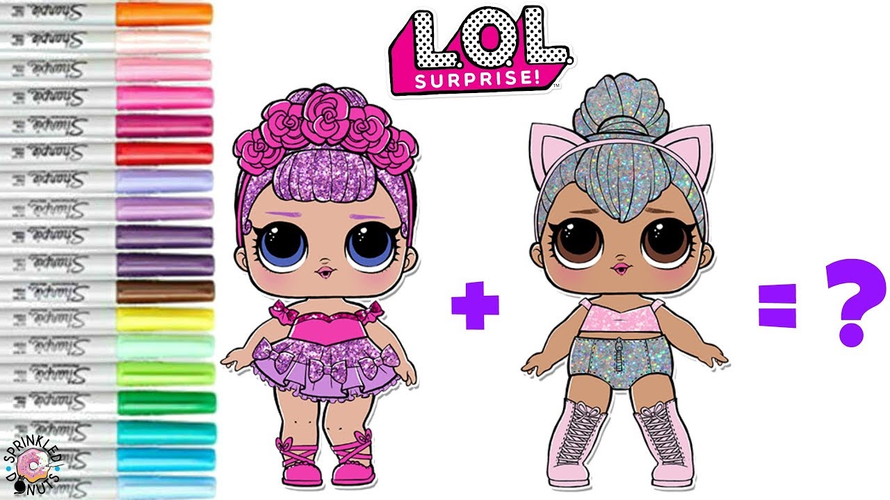 LOL Surprise Dolls Coloring Book Mash UP SUgar Queen & Kitty Queen become  Sugar Kitty