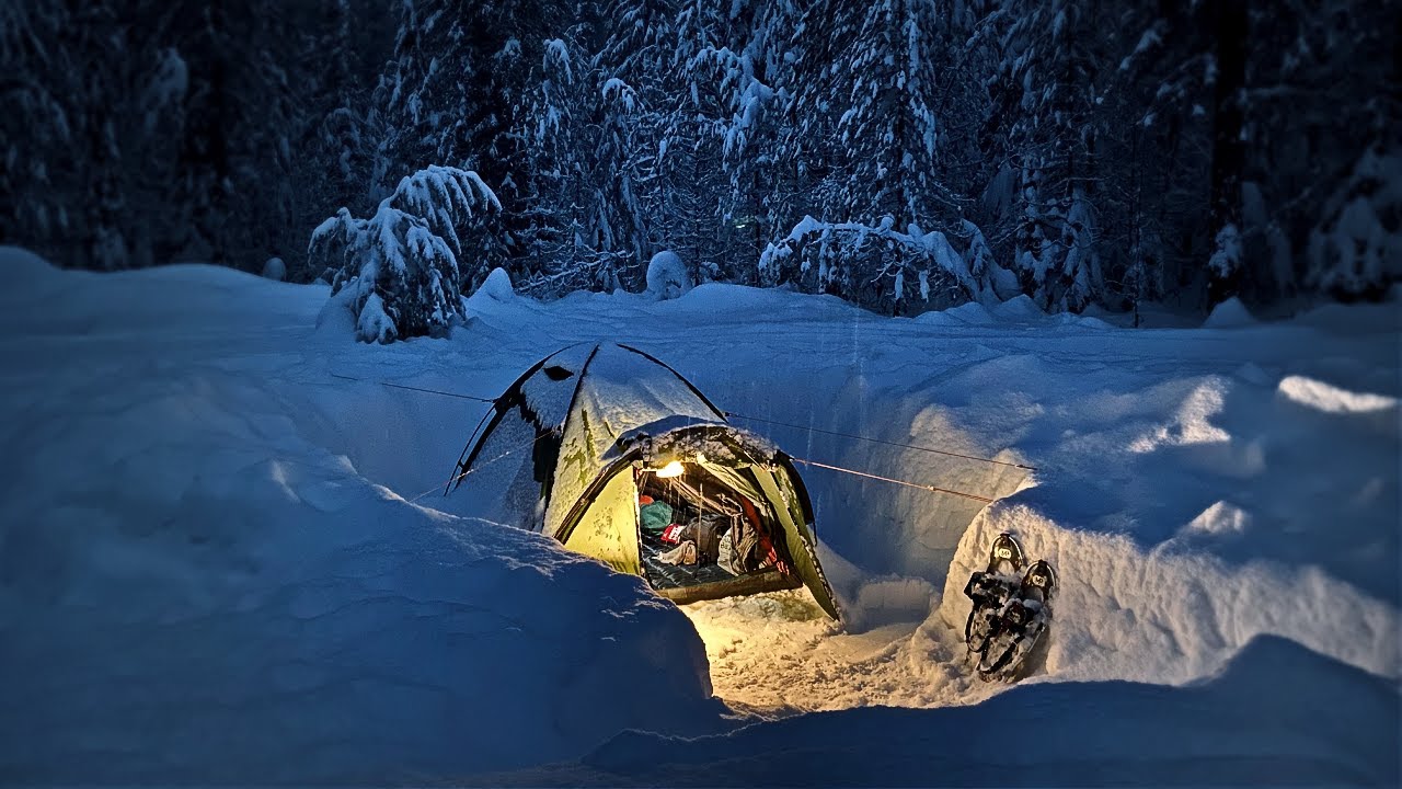 ⁣Winter Camping In Crua Insulated Tent With Deep Snow