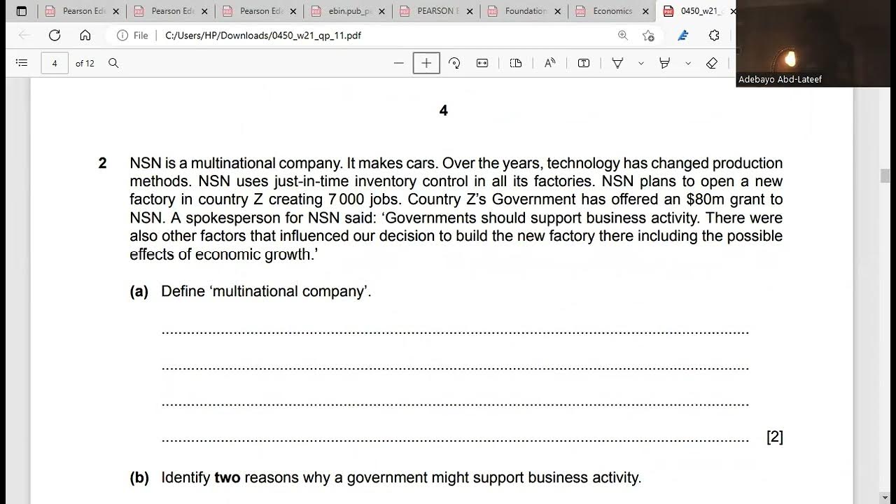 Business igcse past paper1 0450 oct nov 2021 youtube