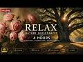 Vintage Pink Roses Art and Big Family TREE | 4K TV Screensaver | Elegant Wall Decor Display 4 HOURS