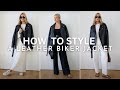 How to style a leather biker jacket  spring outfit ideas using 1 jacket