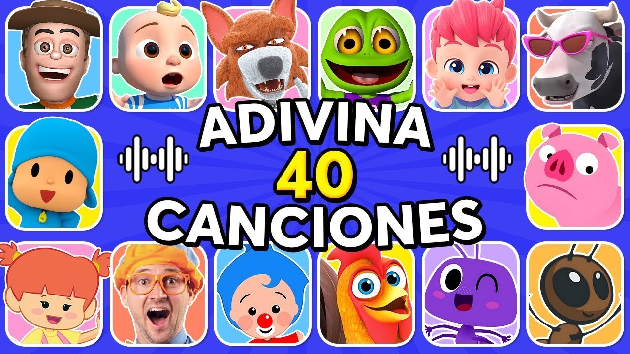 ¡Adivina 40 CANCIONES INFANTILES! 😍🐮Vaca LOLA 🐸RHENNE🌧️LLUVIA LLUVIA ¿Como se llama la Canción?🎵