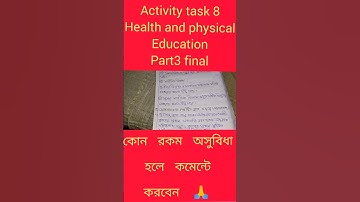 class 8 model activity task 8 health and physical education part 3 final solution #short #youtube#8d