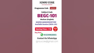 BEGC 101 Solved Assignment PDF 2024-25 in English, BAEGH program BEGC-101 Solved assignments
