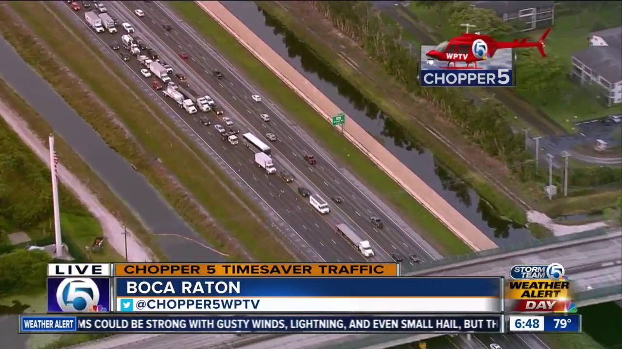Turnpike wreck slows northbound lanes near Boca Raton - YouTube