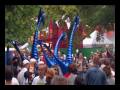 Closeact blue birds at tilburg festival mundial