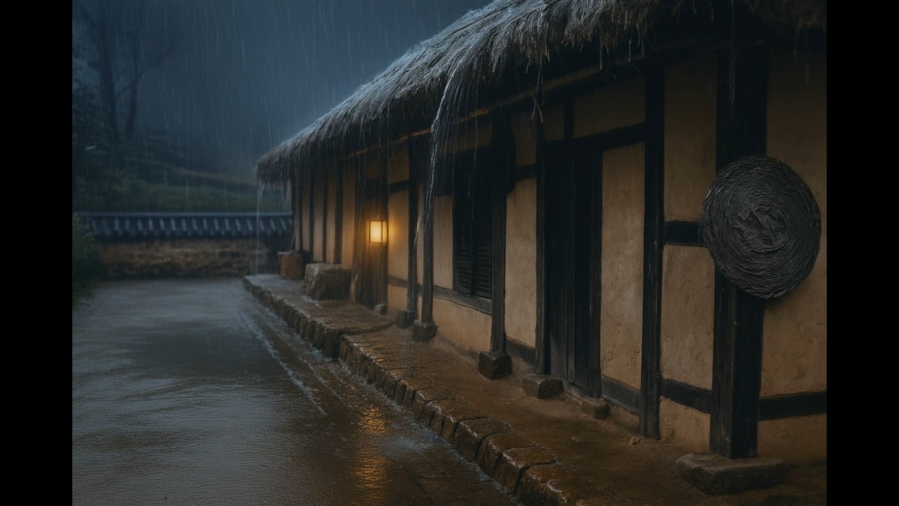 Fall Asleep Fast | Rain on Korean Thatched Cottage | 3 Hours