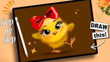 Procreate Digital Art | DIY Cute Chicken - Step By Step 🐥💛