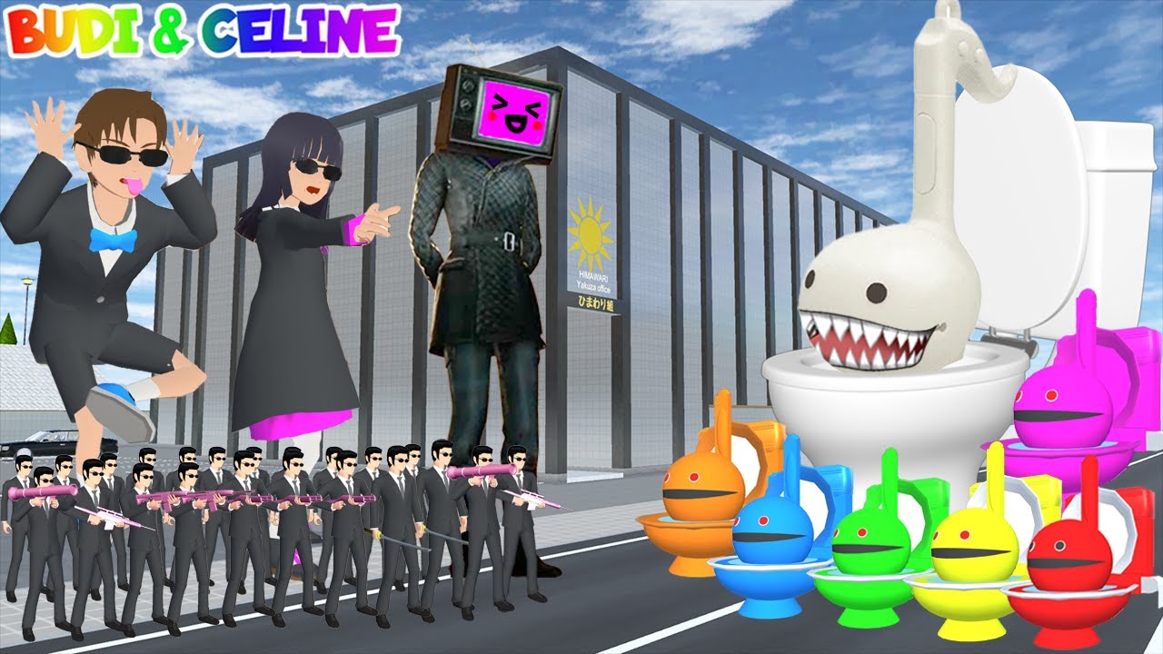 Yuta Mio Bocil Yakuza VS Pasukan Skibidi Otamatone Warna Warni | Yakuza Panggil Titan TV Woman