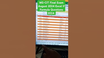 MS-CIT Final Exam August 2024 #excel #mscitexamquestions2024 #mscit #formula #ifformula #shortsfeed